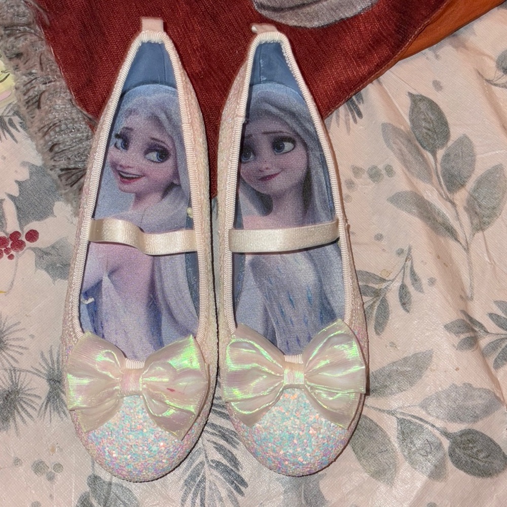 H&M Frozen Themed Glitter Bow Flats *BRAND NEW *